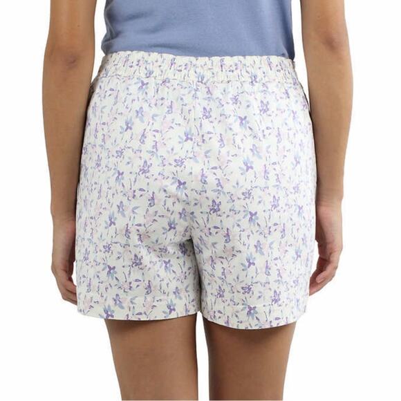 Jachs Girlfriend Cotton Blend Satin Cream Floral Mid Rise Chino Short Large NEW - Picture 2 of 9